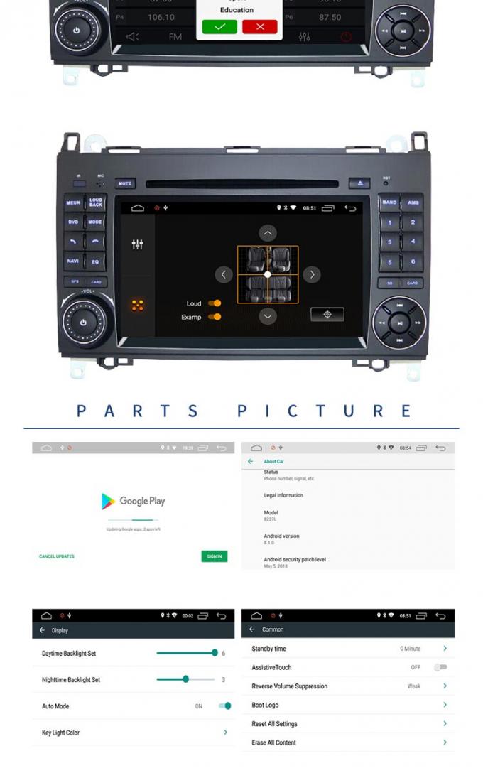 Built - In GPS Mercedes Benz DVD Player Rear Camera IPS 1024*600 For W245