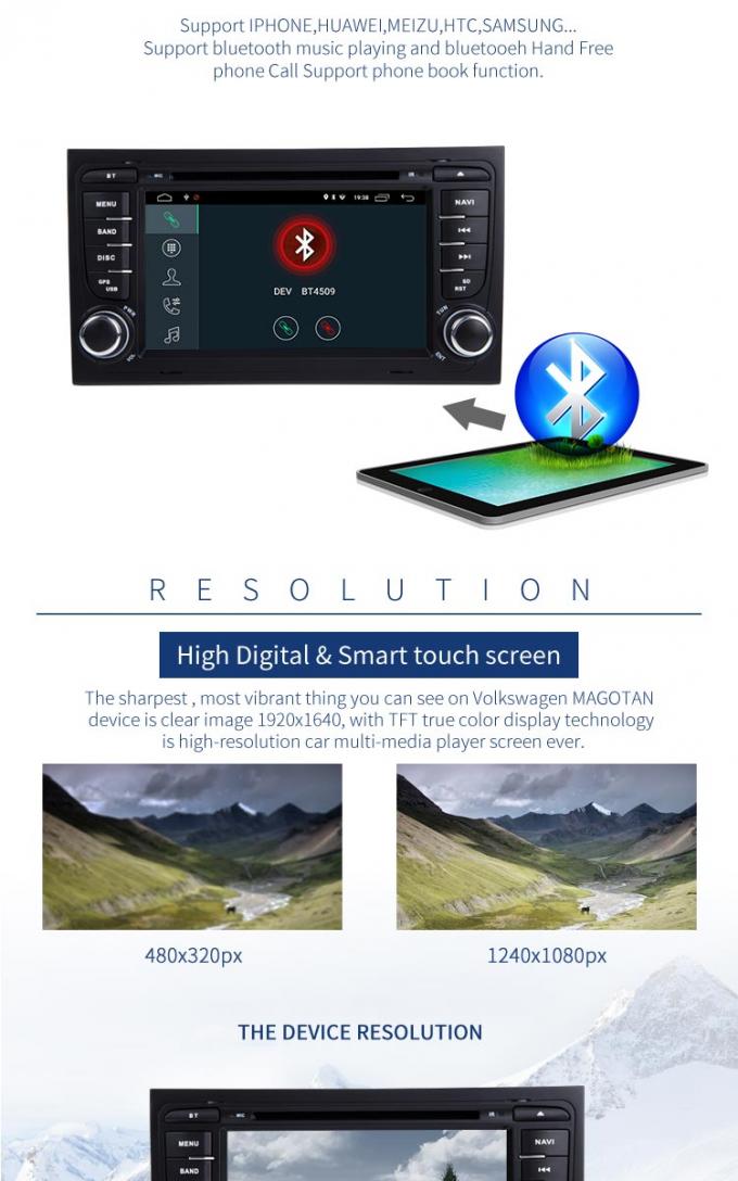 7 Inch Touch Screen Audi Car DVD Player Android 8.1 With TV GPS USB Port