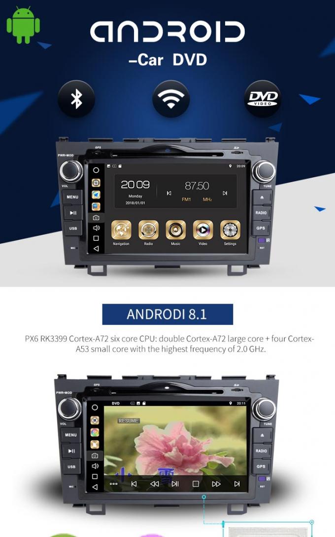 Android 8.1 Honda Car DVD Player With DVR DAB TPMS Rear Camera