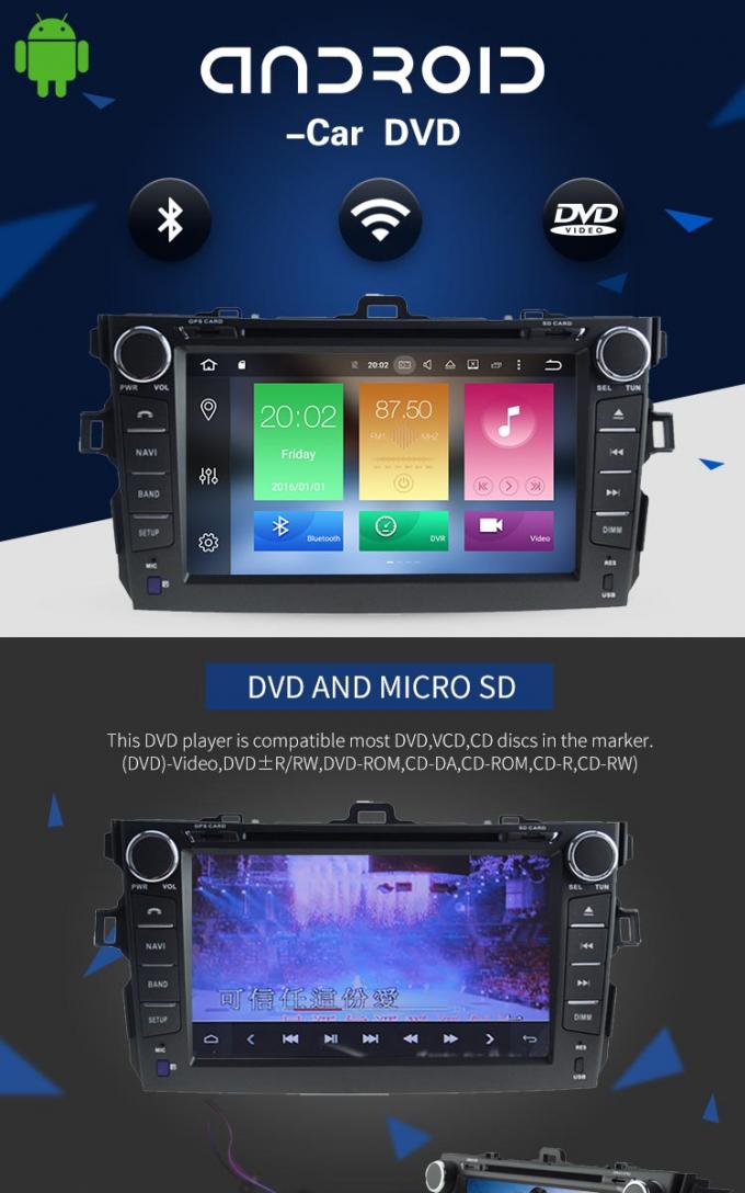 Steering Wheel Control Toyota Corolla Verso Dvd Player , HD Display Radio Dvd Player