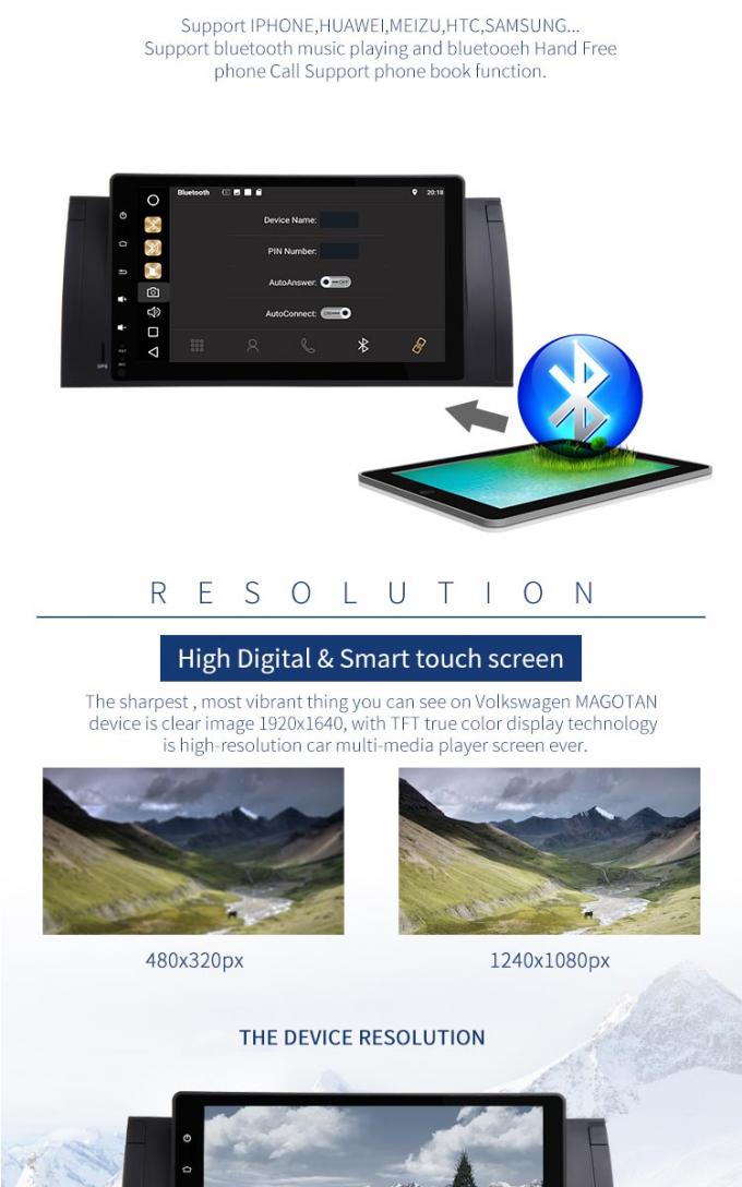 Car DVD 9" HD Touch Screen Bmw E39 Dvd Navigation Player MP5 High Resolution