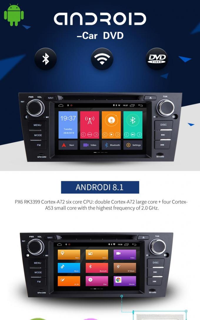 Car Auto Radio BMW GPS DVD Player PX6 Android 8.1 System Bluetooth - Enabled