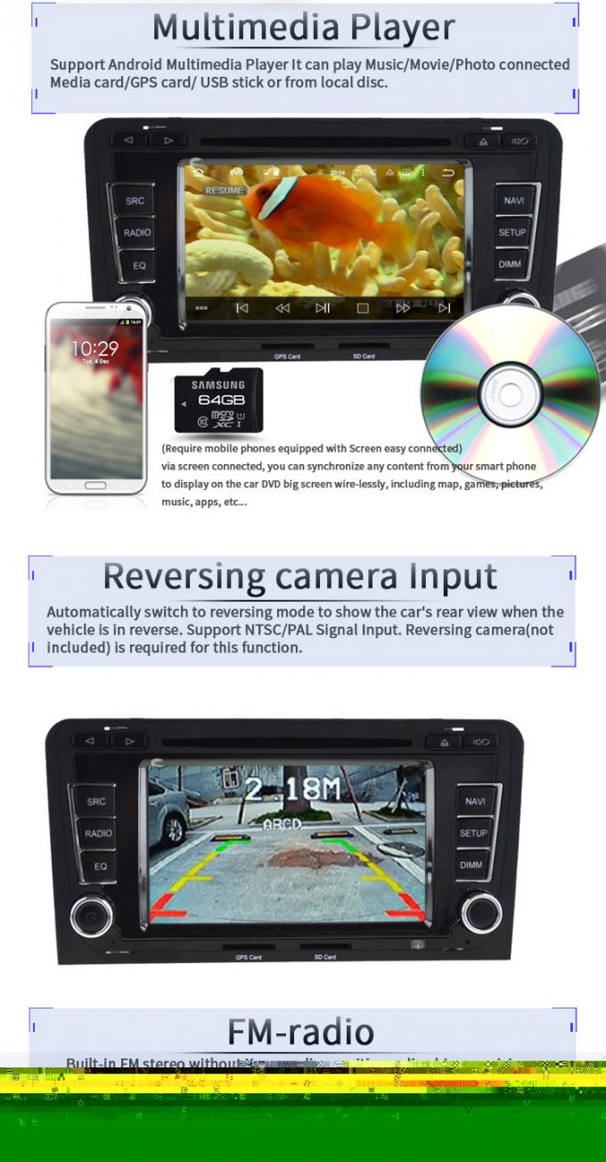 Touch Screen Gps Android Audi Car DVD Player With Bluetooth Playstore