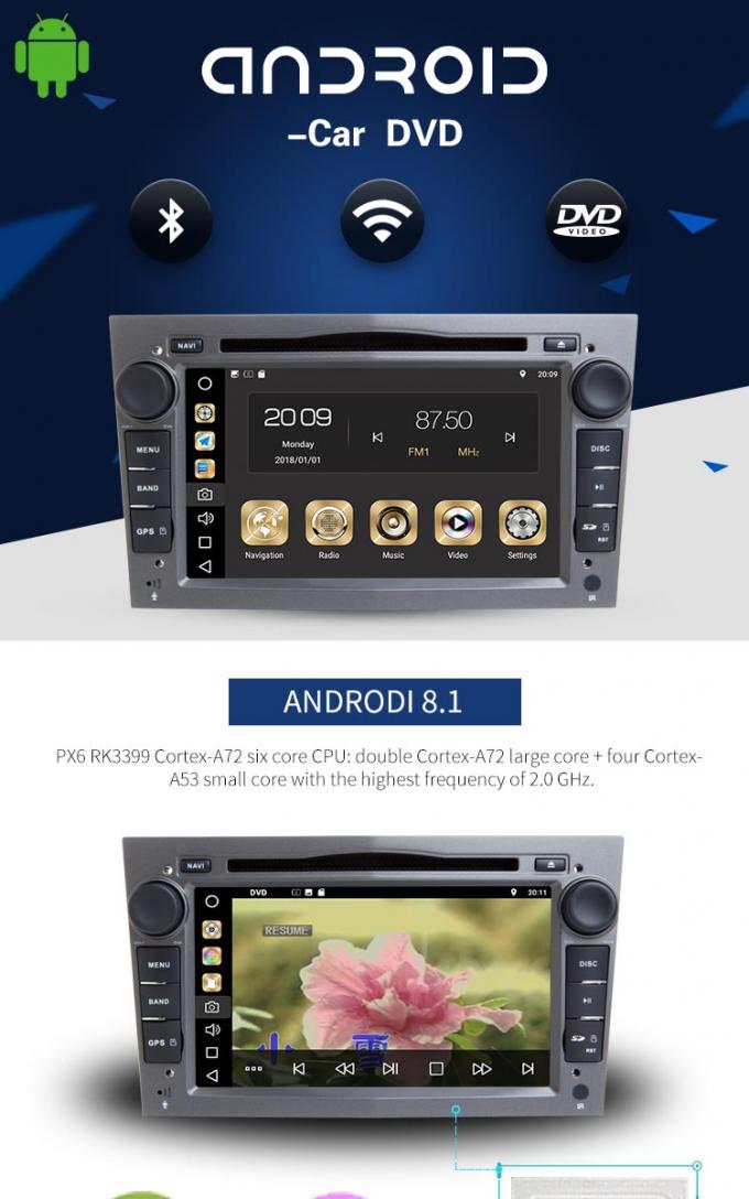 Android 8.1 Opel Car Radio HMDI Output Double Din With Black Grey Silver Frame